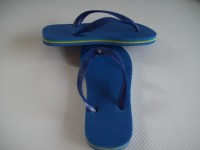 Chinelo Tradicional Azul com Filete Verde e Amarelo